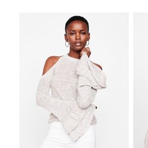 Express cold shoulder ruffle sleeve sweater NWT
